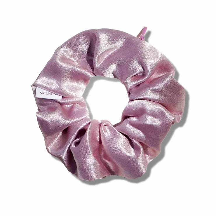 Smunchy Scrunchie with Hidden Zipper in Satin Light Pink