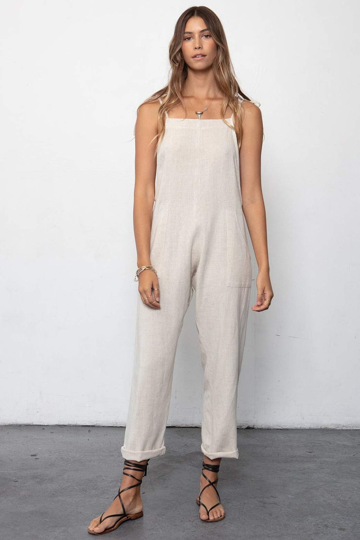 Stillwater Some Beachy Overalls in Natural Linen